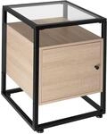 tectake&reg; Nachttisch mit Glasplatte, 40 x 43 x 60,5 cm, Beistelltisch mit T&uuml;r,