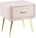 Beliani Nachttisch Samtstoff beige mit Schublade Metallgestell Gold modern Glam