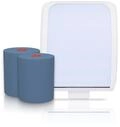 Blanc HYGIENIC Cosmos Autocut-Handtuchspender Wei&szlig; + 2 Classico-Blau |...