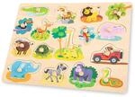 Woet Safari-Steckpuzzle aus Holz, 16 Teile | Holzpuzzle, Safari-Tierpuzzle,