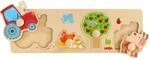 HABA Greifpuzzle Bauernhof &ndash; Erstes Holzpuzzle mit gro&szlig;en Kn&ouml;pfen &ndash; Traktor,