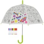 Esschert Design Regenschirm f&uuml;r Kinder mit Blumen & Insekten PiY zum Ausmalen