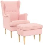 vidaXL Sessel mit Fu&szlig;hocker 2 STK. Rosa Boucl&eacute;