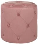 Beliani Pouf Samt rosa rund 40 cm gesteppt mit Knopfheftung Chesterfield-Stil...
