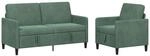 vidaXL Sofa Set mit Stauraum 2 STK. Meergr&uuml;n Polyester