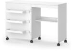 Vicco N&auml;htisch Carmen, Wei&szlig;, 118 x 77.5 cm | mit 3 Regalen, klappbar auf...
