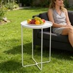 doporro Beistelltisch rund &Oslash;35&times;H51 cm, mit abnehmbarem Tablett Wei&szlig; |...