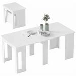 HOMCOM Esstisch 3 Stufig Ausziehbar f&uuml;r bis 6 Personen 60-180x85cm Wei&szlig; 