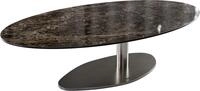 DELIFE Wohnzimmertisch Edge Oval 140x80 cm | Keramik Emperador Extra Lucidato