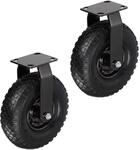 Relaxdays Bockrolle 2er Set, 3.00-4, bis 120 kg, Gummi, Stahlplatte, luftbereift,