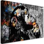 Feeby Bilder 120x80 cm Banksy Affe 1 tlg Modern Wandbilder Leinwandbilder Bild...