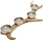 Mango Holz Deko Advents Kerzenhalter GEWEIH - 56 cm | Weihnachten Winter Kerzen