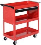 HOMCOM Werkstatt-Rollwagen, Werkstattwagen, Montagewagen, 60 kg, Rot |...