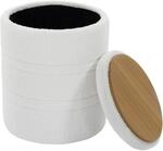 HOMCOM Sitzhocker Mit Stauraum Mit Deckel Rund 36,5x36,5x46,5 cm Wei&szlig; 