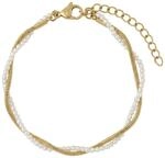 Amor - Damen Armband Edelstahl - Vergoldet/Golden - Mit Perlen - AMR-B0015