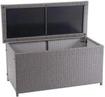PROREGAL Poly-Rattan Kissenbox, HxBxT 63x135x52cm, Basic grau, 320L, Gartentruhe