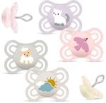 MAM Perfect Silikon Schnuller 0-6 Uni Mix // 4er Set, inkl. Transport-...