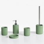 Badaccessoires Set 5-teilig Kunstharz gr&uuml;n Rillenoptik Bad-Zubeh&ouml;r Camana