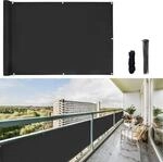 CCLIFE Balkon Sichtschutz Wetterfest 600x75cm Schwarz | Balkonabdeckung