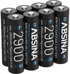 ABSINA Akku AA wiederaufladbar 2900 NiMH mit 1,2V & min. 2650mAh | 8er Pack