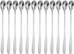 Intirilife 12x Dessert L&ouml;ffel Set Edelstahl - 19 cm - Lange Eisl&ouml;ffel F&uuml;r...