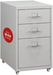 [en.casa] Rollcontainer K&ouml;kar Schubladenschrank Metall Aktenschrank mit 3...