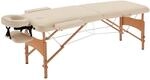 HOMCOM Massagetisch Klappbare Massageliege f&uuml;r Spa Kunstleder Holz Creme 