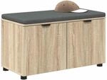 vidaXL Flurbank mit Kissen mit Regal Sonoma-Eiche 80 x 38 x 46 cm, Moderner...