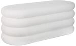 Relaxdays Sitzbank, Stauraum, HxBxT: 42 x 110 x 45 cm, Teddystoff, wei&szlig; 