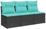 vidaXL Garten-Sofa mit Kissen Schwarz 165 x 62 x 69 cm Poly Rattan | Klare...