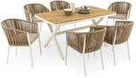 Gartenm&ouml;belset ISOLA Wei&szlig;/Beige - Outdoor Essgruppe mit 1 Tisch und 6...