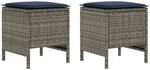 vidaXL 2 STK. Garten-Fu&szlig;hocker PE-Rattan Grau und Marineblau