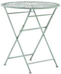 Beliani Stilvoller Gartentisch Metall gr&uuml;n rund zusammenklappbar Trento