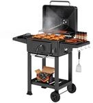 Outsunny Holzkohlegrill BBQ Smoker Deckel Thermometer Grillwagen R&auml;der 