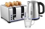 HOMCOM Wasserkocher und Toaster Set, Edelstahl, Silber | 1,7L 2200W