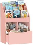 HOMCOM Kinder B&uuml;cherregal mit Schublade, 60 x 29,9 x 90 cm Rosa | Kinderregal,...