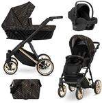 Kunert Ivento Premium 3in1 Kinderwagen in Schwarz/Braun mit Goldrahmen und...