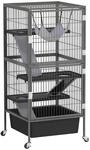 PawHut Kleintierk&auml;fig 4-st&ouml;ckig f&uuml;r Frettchen 52 x 52 x 115 cm Grau |...