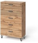 Vicco Kommode Amber, Eiche Wotan, 80 x 127.6 cm | mit 5 Schubladen, mit Ablagefach