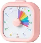 Relaxdays visueller Timer, leiser Kinder-Timer, optischer Alarm, rosa | 60 Min