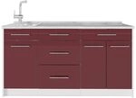 Vicco K&uuml;chenblock Fame-Line, Bordeaux Hochglanz/Wei&szlig; 150 cm | 3 Module &middot;