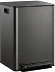 HOMCOM M&uuml;lleimer K&uuml;che 2x30L Softclose-Deckel Schwarz 47,7x37,5x66,8cm |...