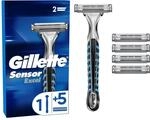 Gillette Sensor Excel Rasierer Herren, Schwarz/Grau | Inkl. 1 Nassrasierer Rasierer