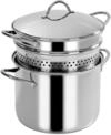 Barazzoni Pastamania mit Spaghettieri-Boden 22 cm, 6 Liter, Silber, Antihaft,...