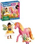 PLAYMOBIL | Fantasy & Magic | Sammeleinhorn Morgentau mit Fee | Leuchtrock‑Fee mit