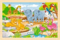 goki 57302 - Einlegepuzzle Bauernhof/Zoo, 24- teiliges beidseitig bedrucktes