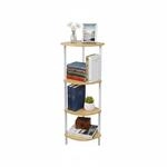 Relaxdays Eckregal, HxBxT: 125 x 44,5 x 31,5 cm, 4 Ablagen, Natur/wei&szlig; | Standregal