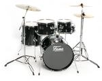 Fame FG22B-BK First Gig Rock Set, Komplettes Drum-Set Schwarz, Inklusive Becken...