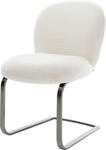 DELIFE Schwingstuhl Nube-Flex Freischwinger flach Graphit Boucl&eacute; Soft Beige 