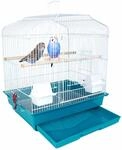 BAKAJI Vogelvoliere mit ausziehbarem Tablett und Sitzstangen aus Holz, stapelbarer